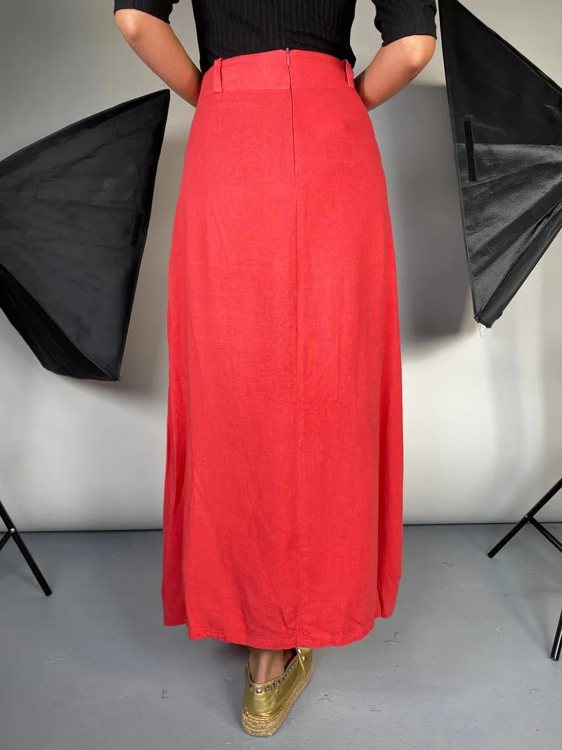 LALALOU Falda Maxi Lino Coral