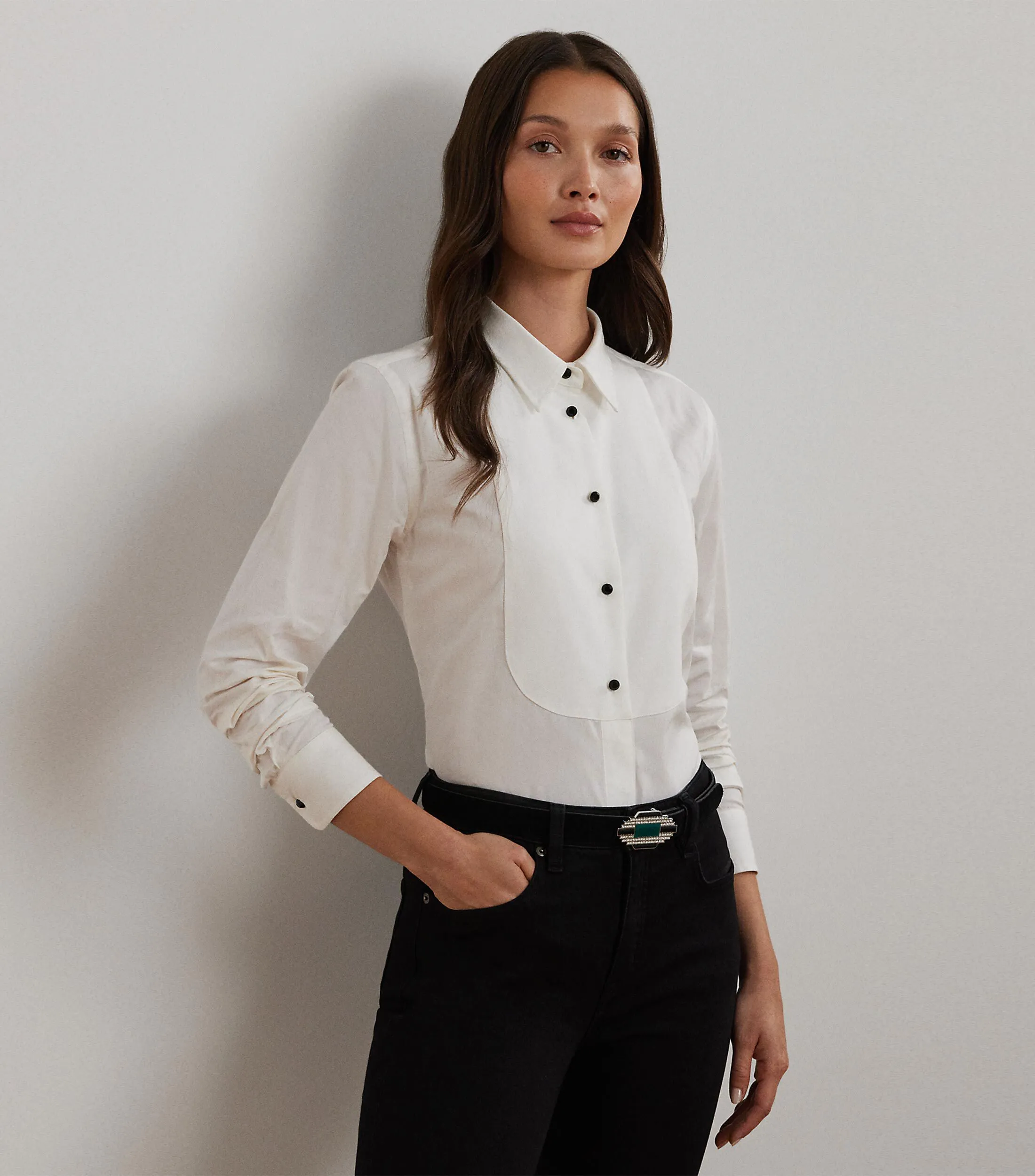 Lauren Ralph Lauren Camisa con peto manga larga Mujer