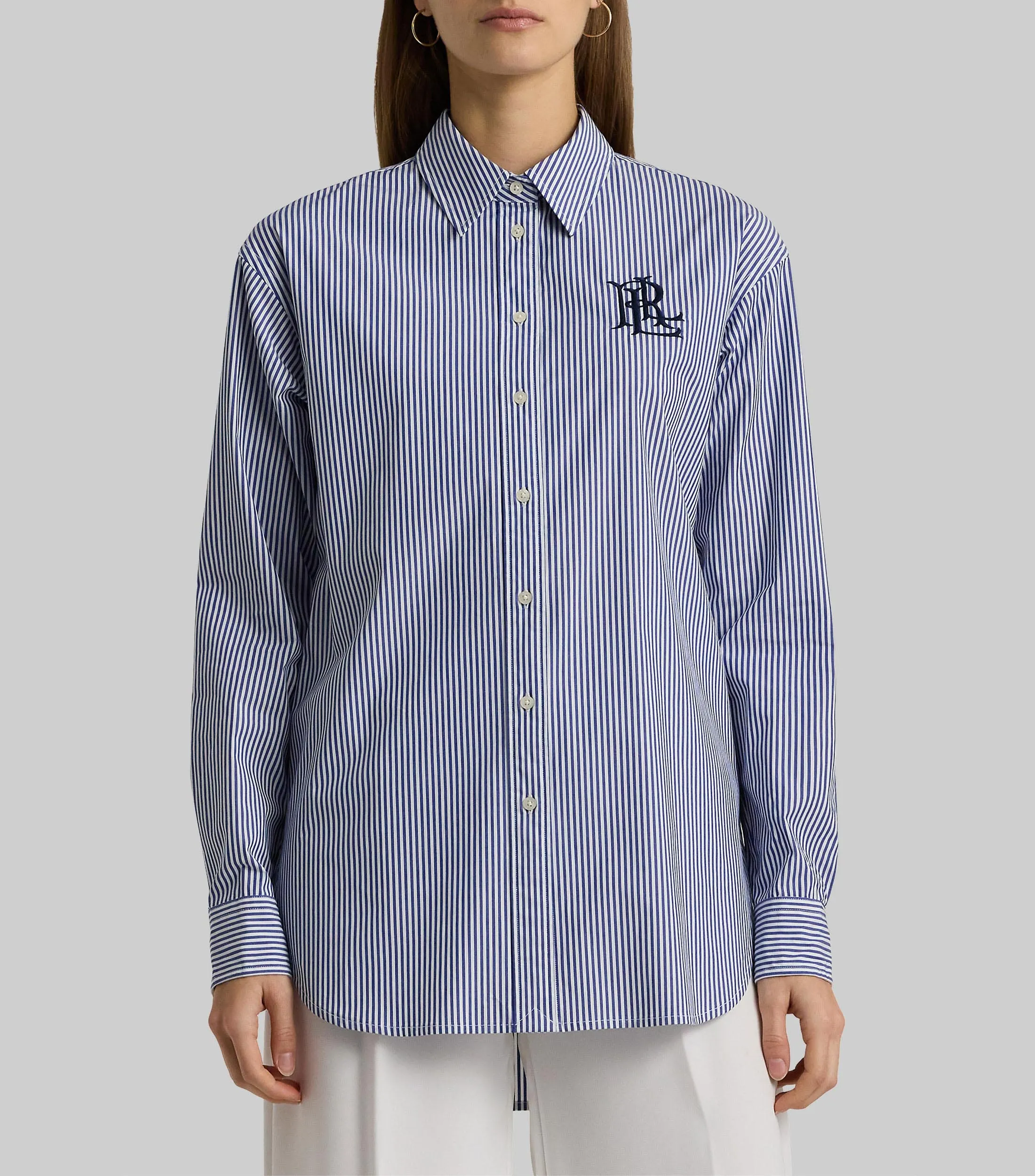 Lauren Ralph Lauren Camisa con rayas y bordado de manga larga Mujer