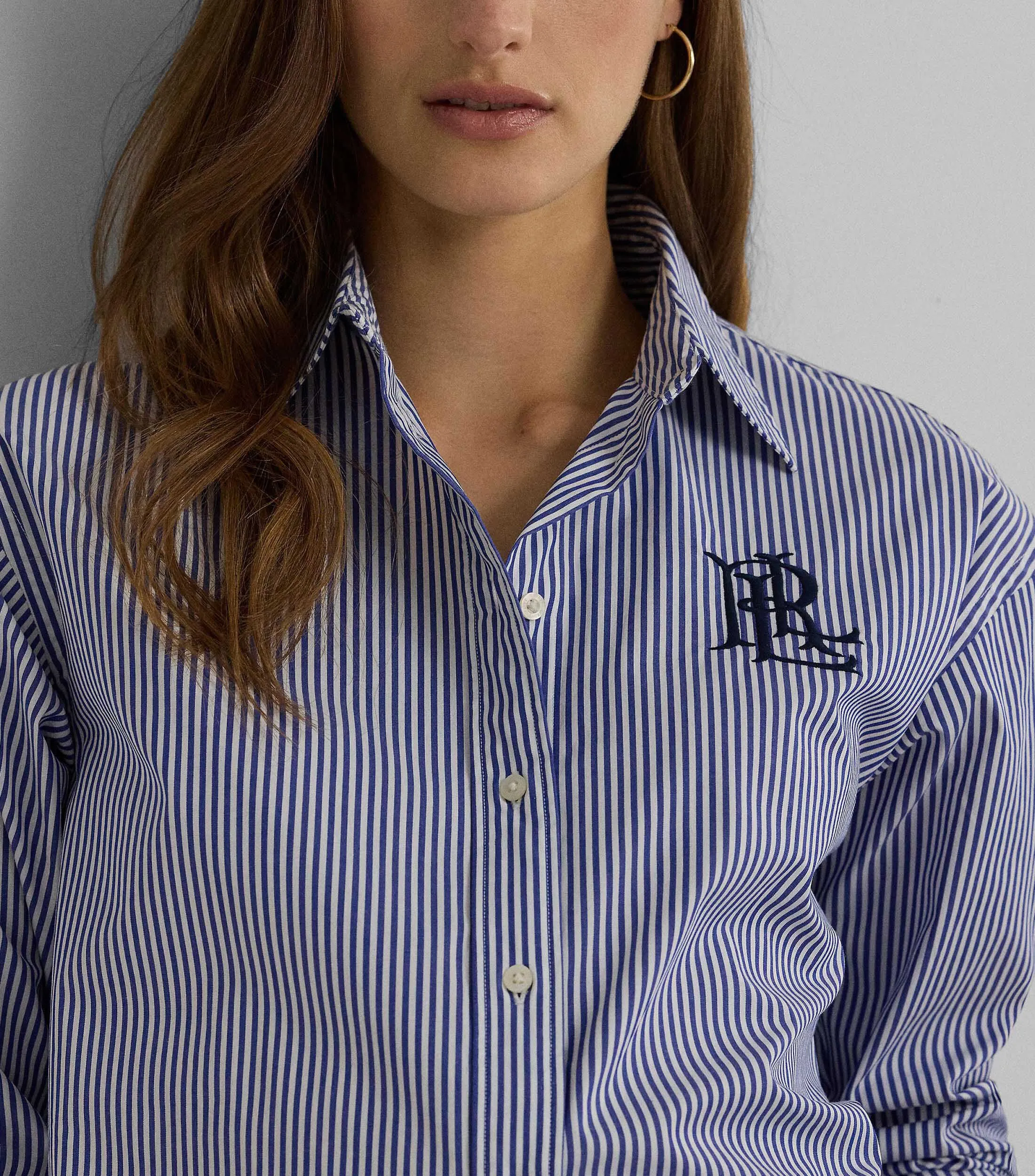 Lauren Ralph Lauren Camisa con rayas y bordado de manga larga Mujer