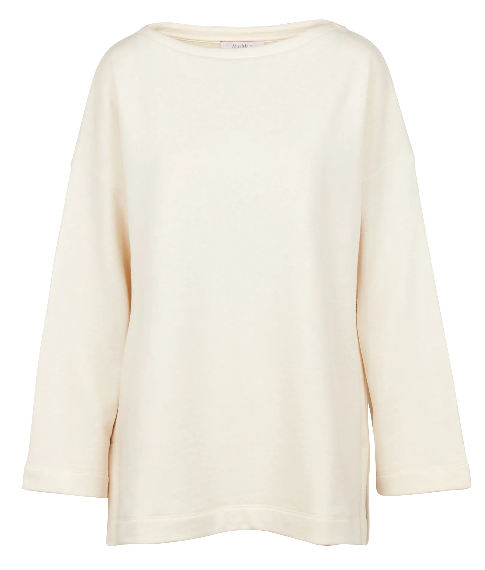 LINA - Sudadera de mezcla de algodón y lino con cuello barco en beige