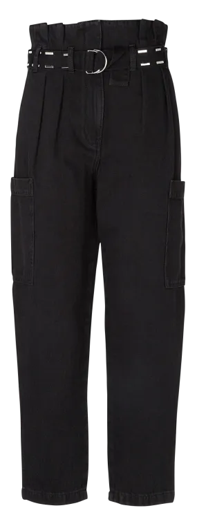 MALTI - Pantalón recto cargo de algodón en negro