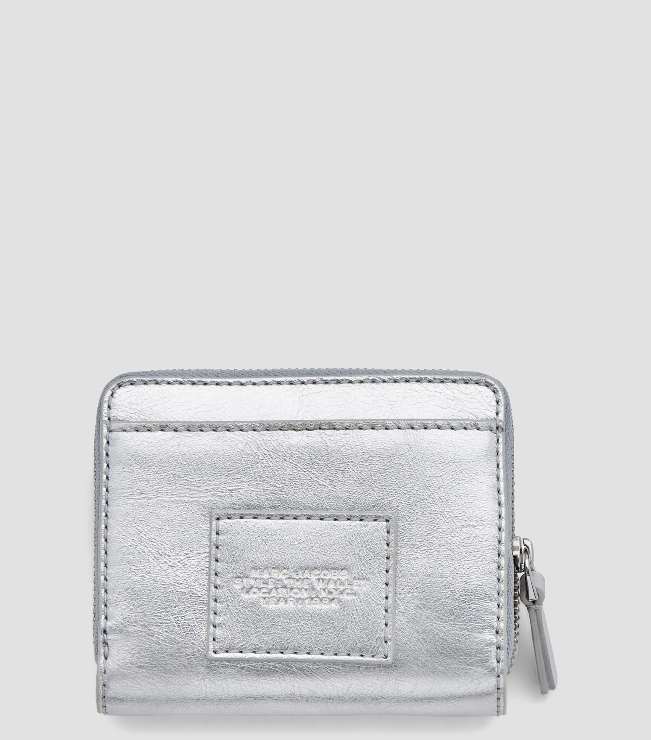 Marc Jacobs Cartera plateada en piel The Mini Compact Mujer