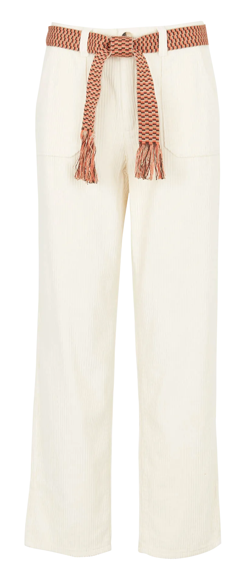 MARISOL - Pantalón recto de terciopelo de algodón en beige