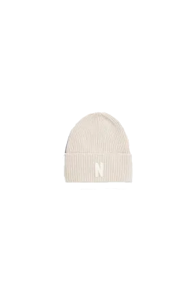 Merino Lambswool Rib N Logo Beanie