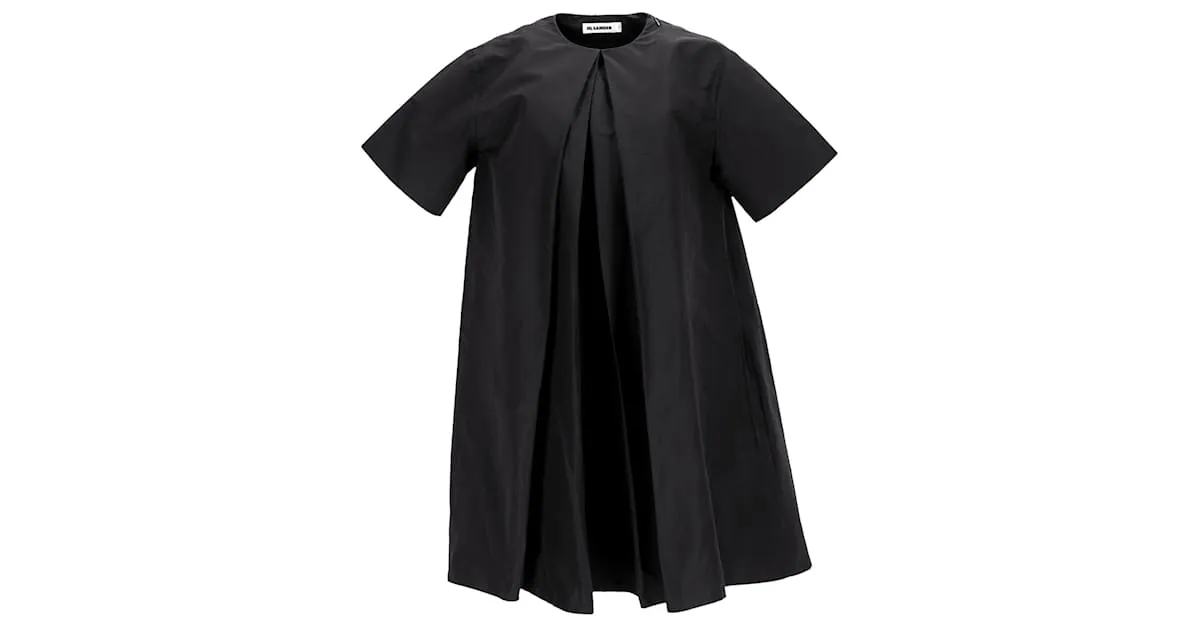 Minivestido plisado de algodón negro de Jil Sander 