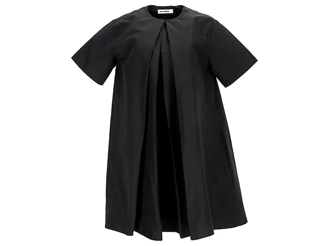 Minivestido plisado de algodón negro de Jil Sander 