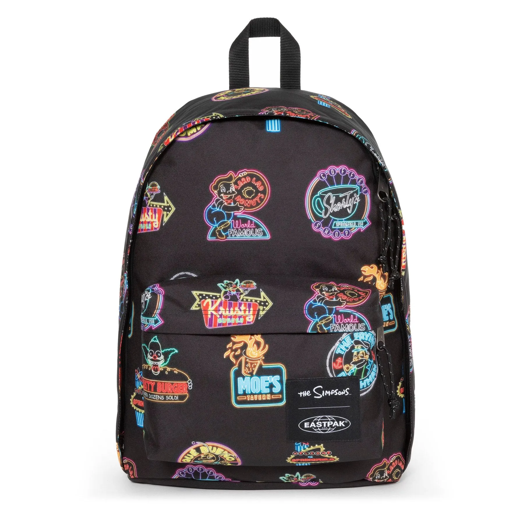 MOCHILA EASTPAK Out Of Office 27 litros con bolsillo ordenador EK7678D3 Simpson Neon Print negra con simpson neón