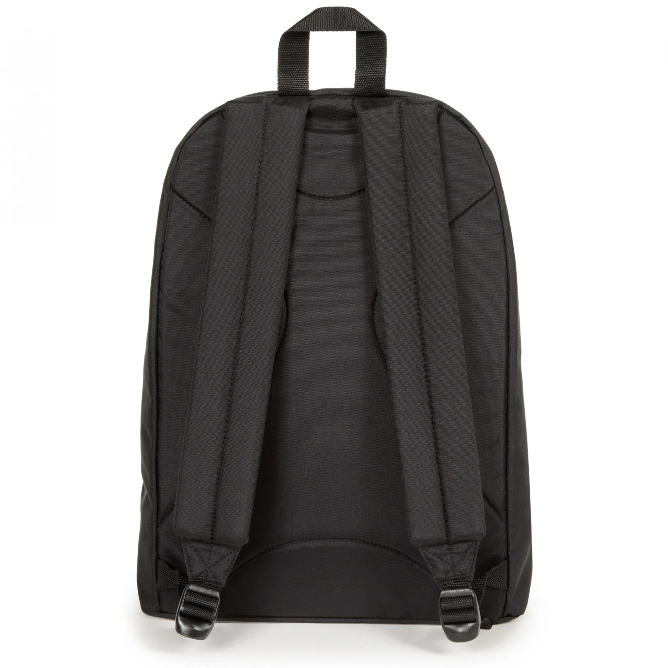 MOCHILA EASTPAK Out Of Office 27 litros con bolsillo ordenador EK767A16 Bold Brand negra con logo blanco solapa