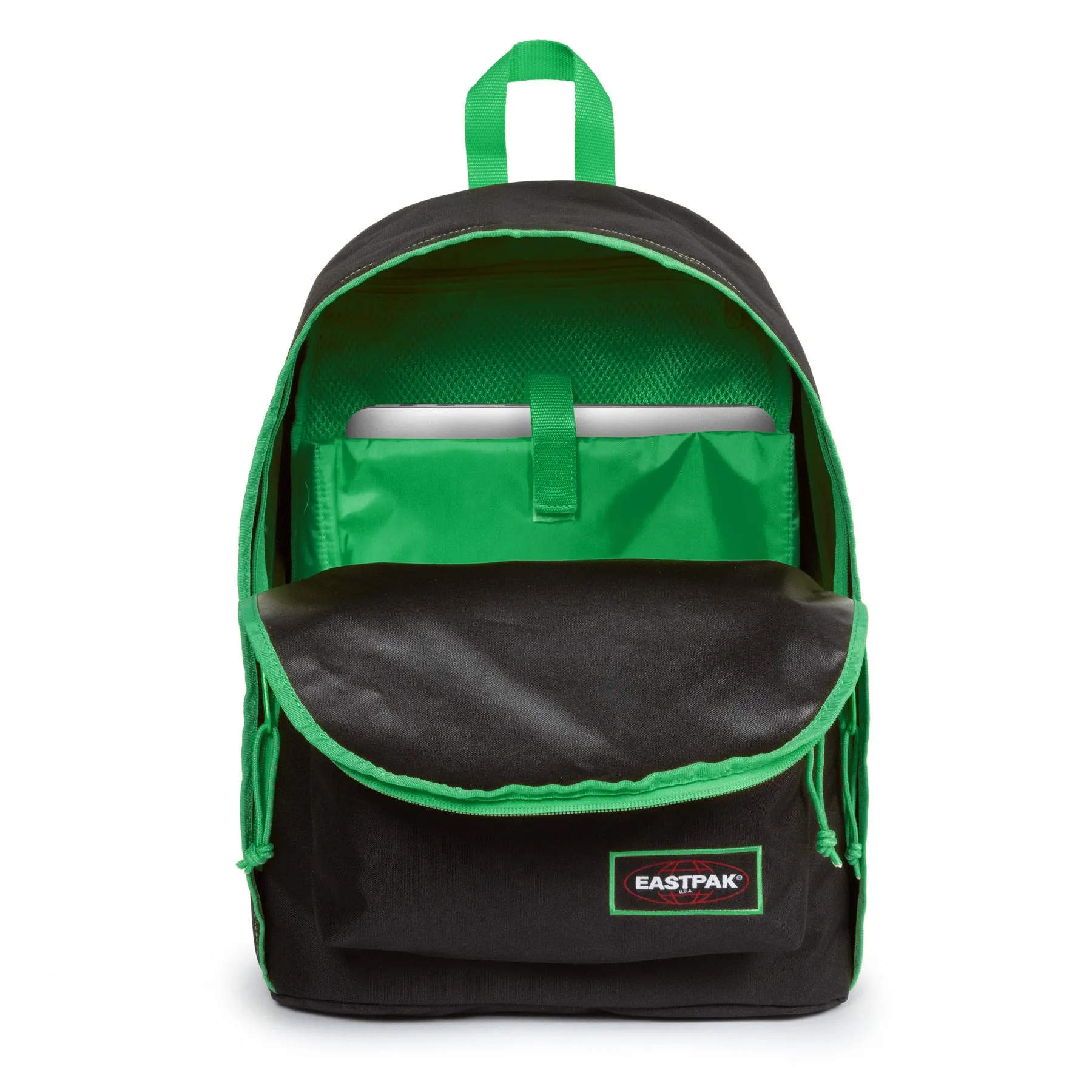 MOCHILA EASTPAK Out Of Office 27 litros con bolsillo ordenador EK767K33 Kontrast Clover negra con detalles verdes