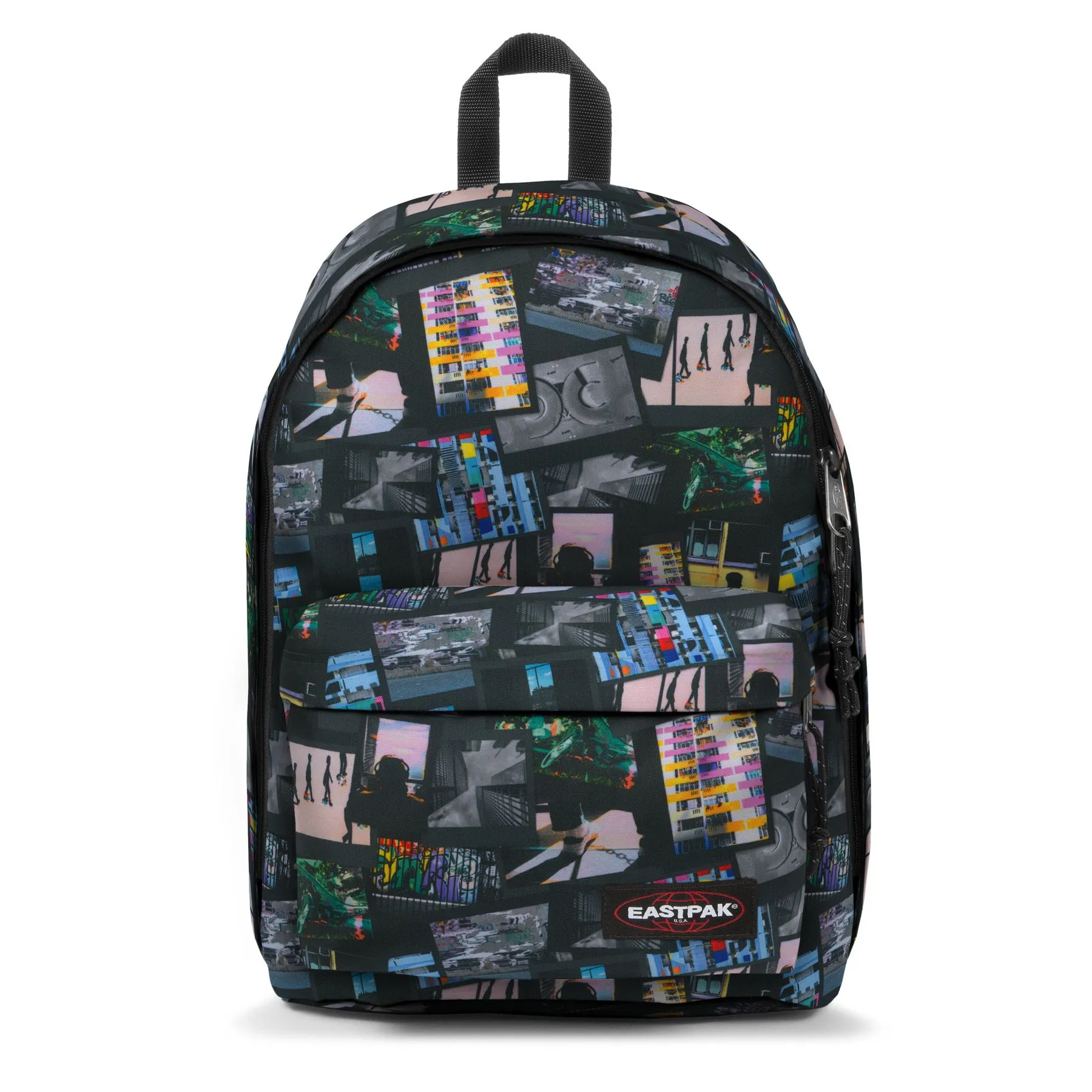 MOCHILA EASTPAK Out Of Office 27 litros con bolsillo ordenador EK767K37 Post District collage fotos negra