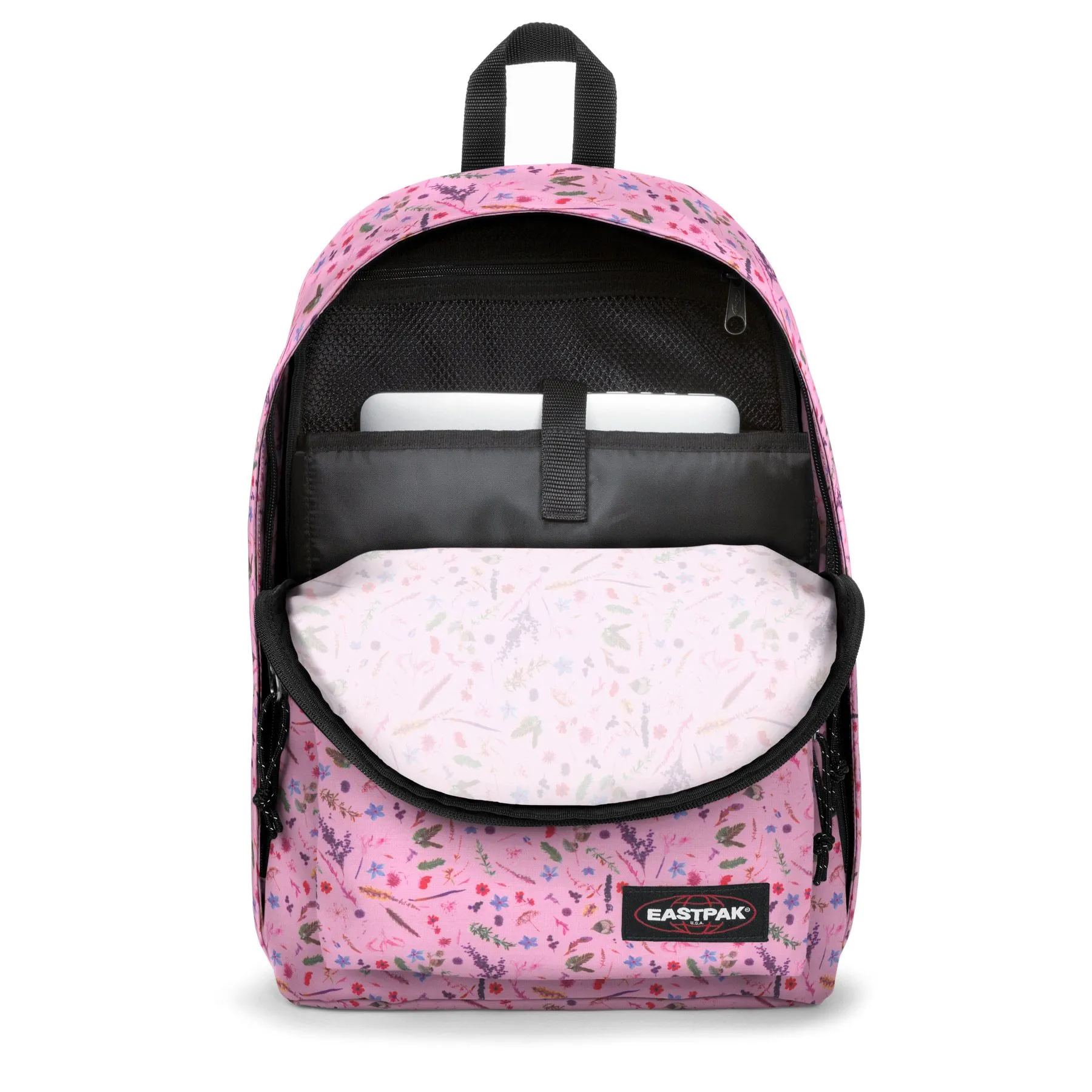 MOCHILA EASTPAK Out Of Office 27 litros con bolsillo ordenador EK767K44 Herbs pink rosa con flores multicolor