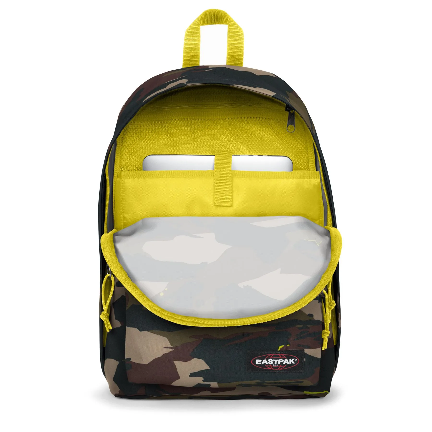 MOCHILA EASTPAK Out Of Office 27 litros con bolsillo ordenador EK767K85 Outline Yellow camuflaje amarilla