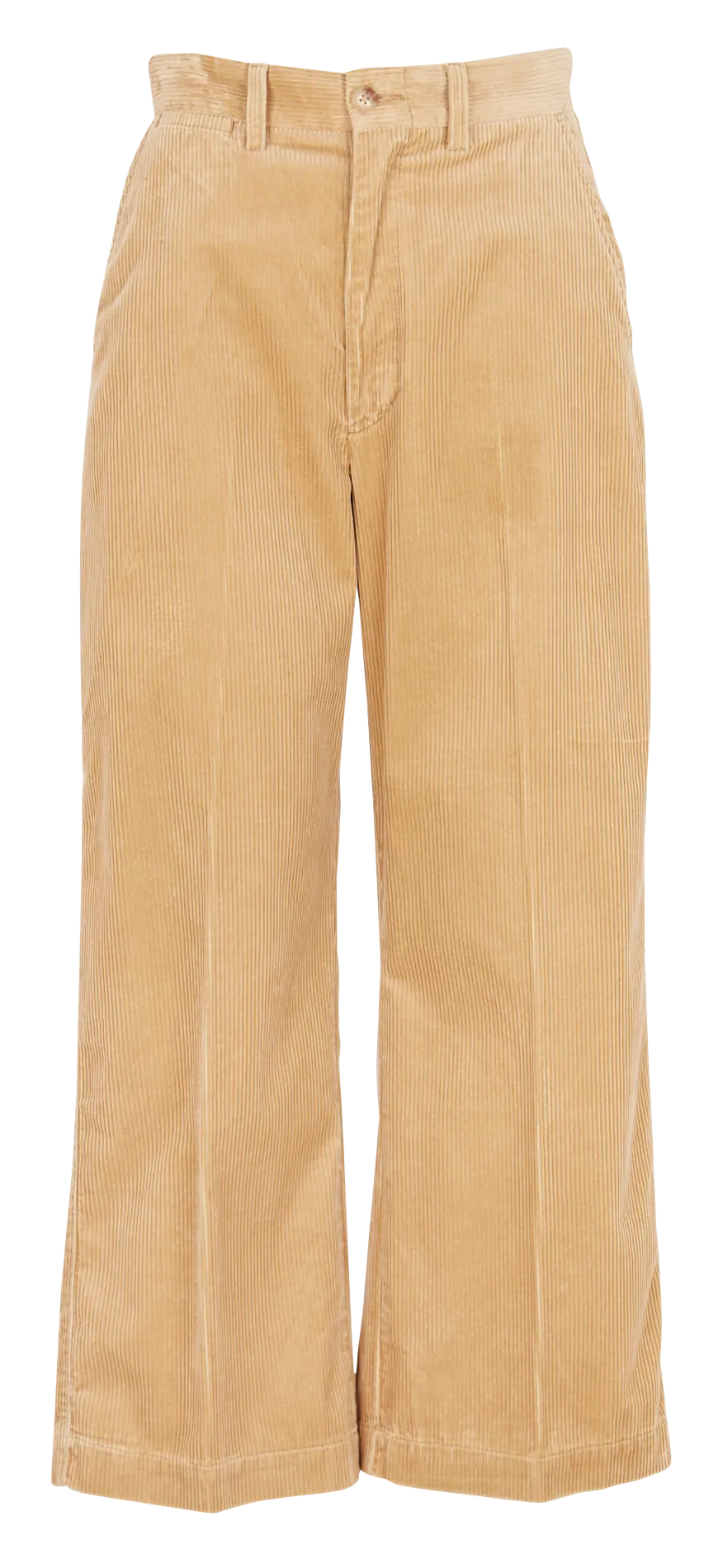 Pantalón ancho de canalé de algodón en beige