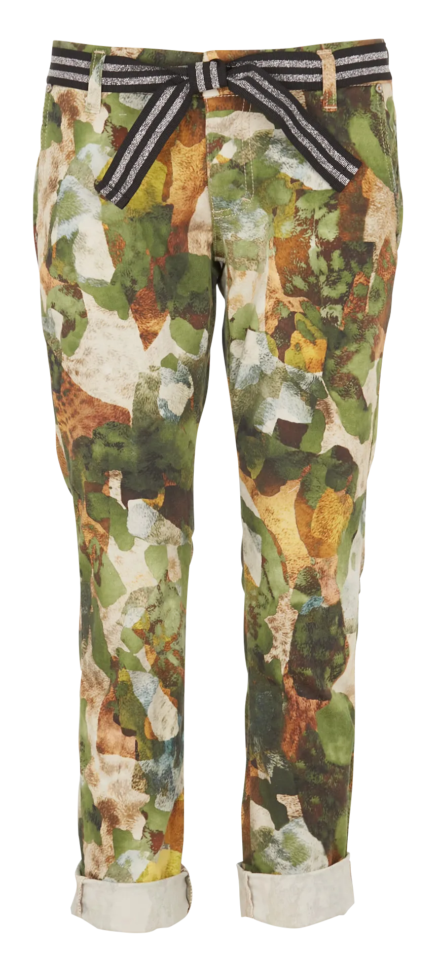 Pantalón chino de algodón estampado en multicolor