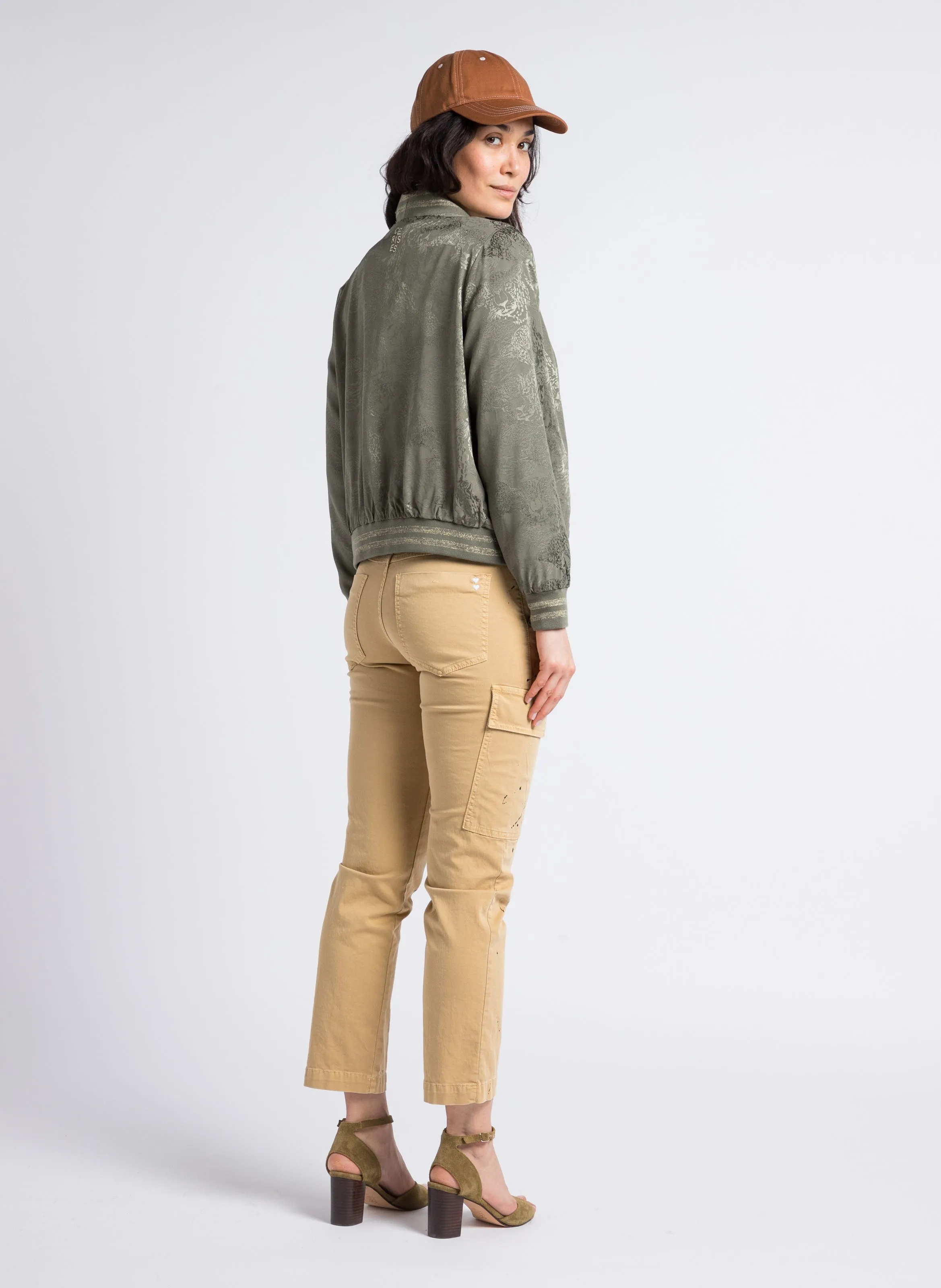 Pantalón estilo cargo de mezcla de algodón en beige