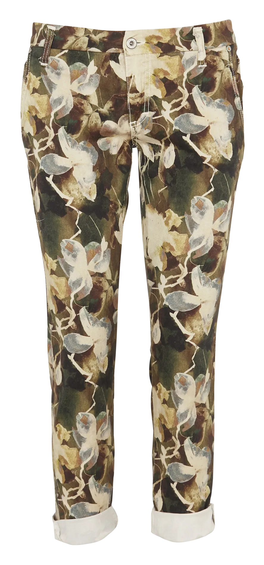 Pantalón slim estampado de mezcla de algodón en beige