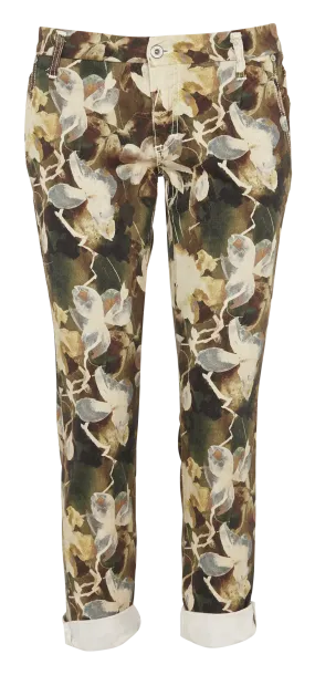 Pantalón slim estampado de mezcla de algodón en beige