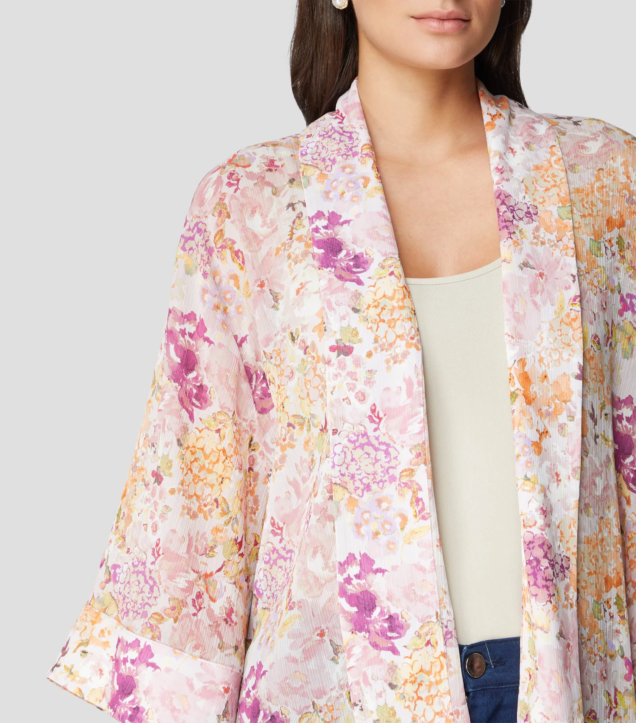 Pertegaz Kimono tres cuartos con estampado floral Mujer