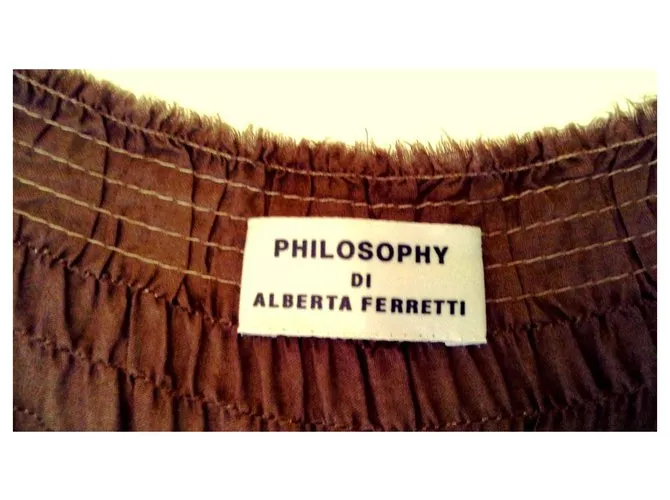 Philosophy Di Alberta Ferretti VESTIDO MAXI DE ALGODÓN DE DISEÑO DE LUJO Castaño 