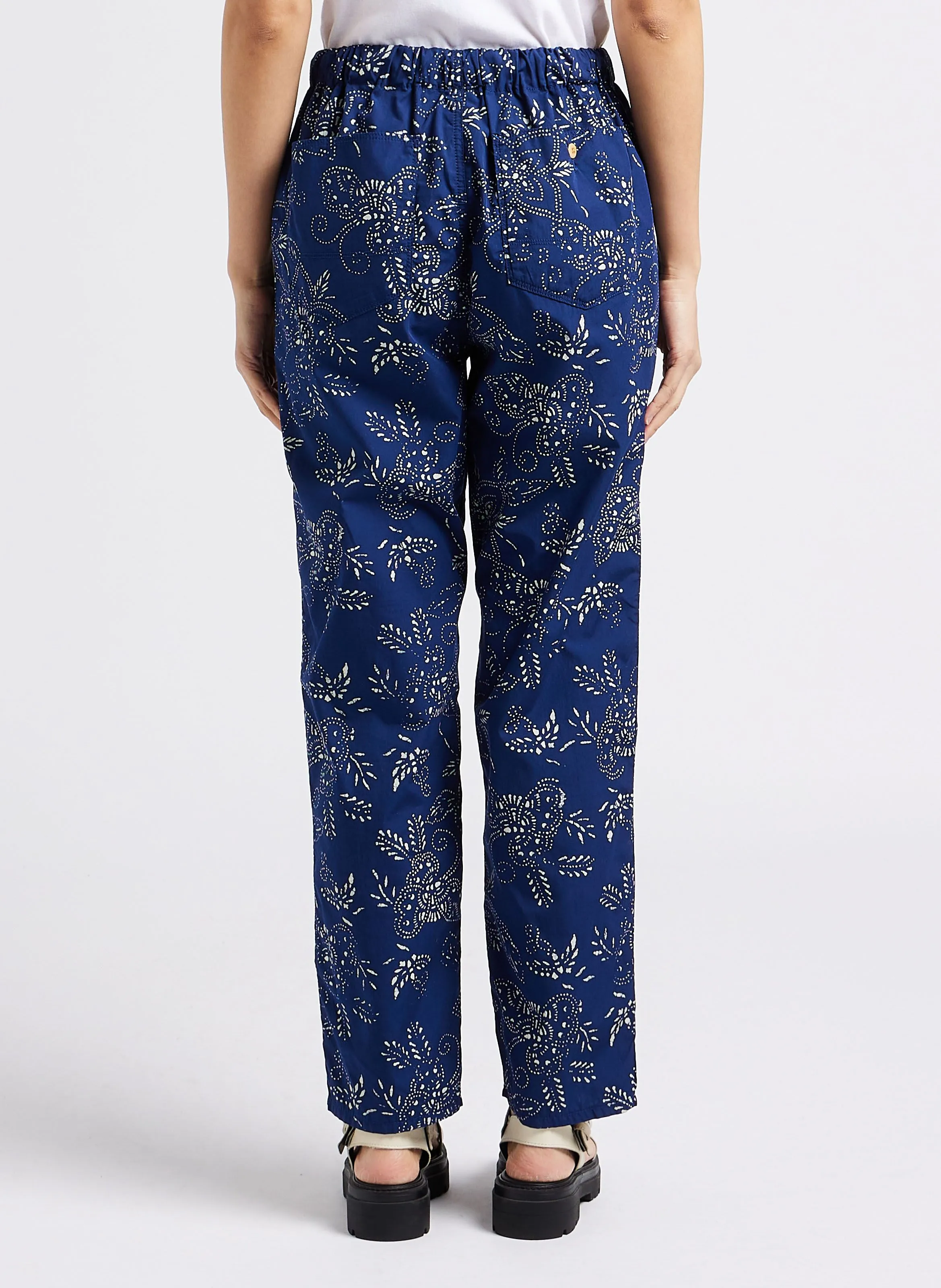 PIZZY - Pantalón tapered estampado de algodón en azul