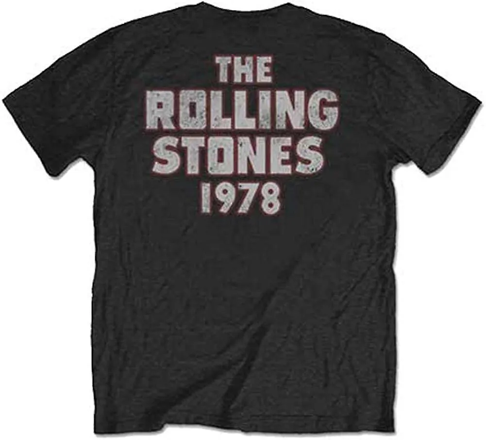 Rolling Stones Hombre Dragon '78 (Estampado Trasero) Camiseta Slim Fit Negro