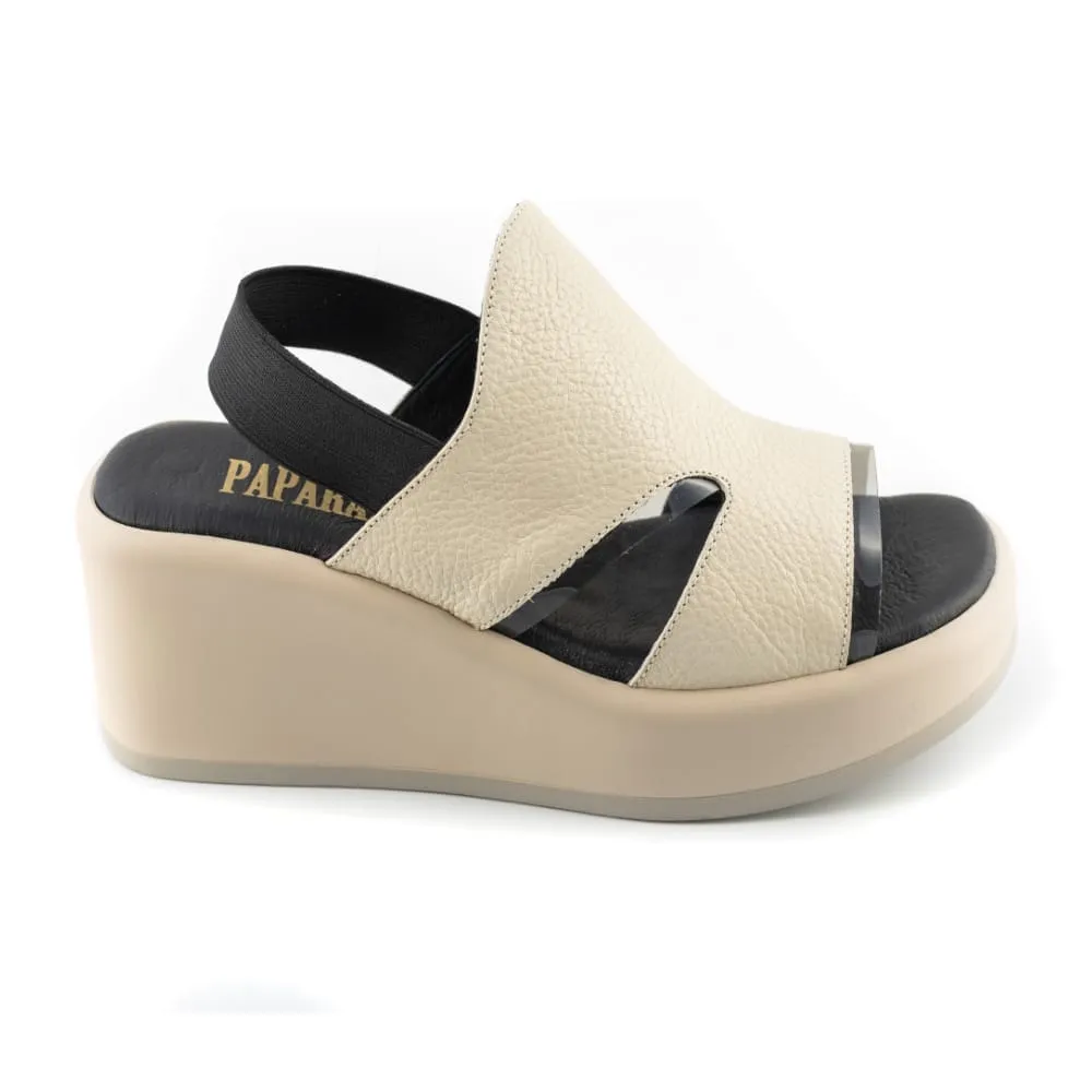 Sandalia Cuña Piel Cotui Beige