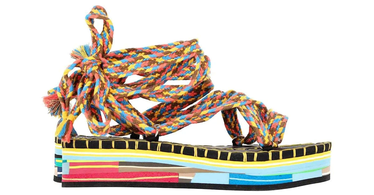 Sandalias Chloé Tie-Up Lou de algodón multicolor 