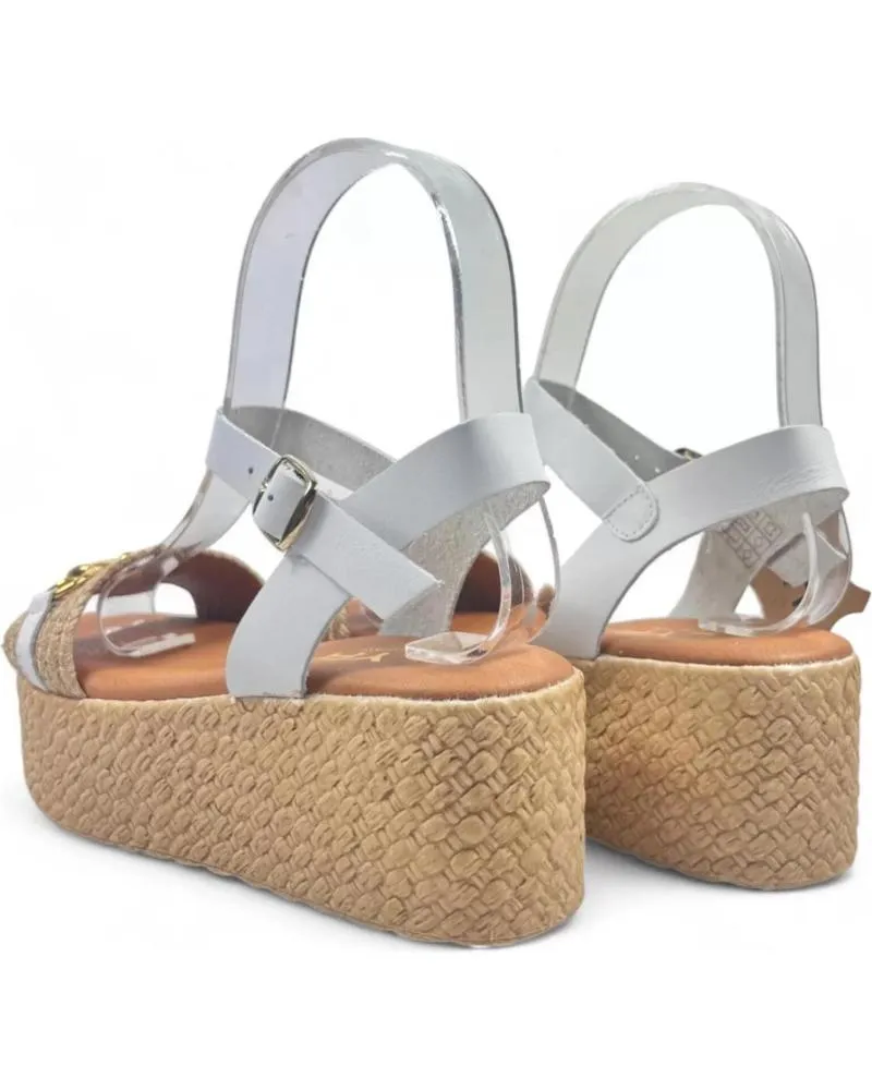 Sandalias TIMBOS  de Mujer SANDALIA DE PIEL CUNA ESPARTO MUJER 129558  BLANCO