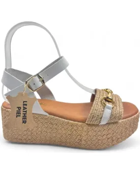 Sandalias TIMBOS  de Mujer SANDALIA DE PIEL CUNA ESPARTO MUJER 129558  BLANCO