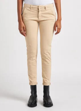 SANDY 2 BASIC - Pantalón chino de algodón elástico en beige