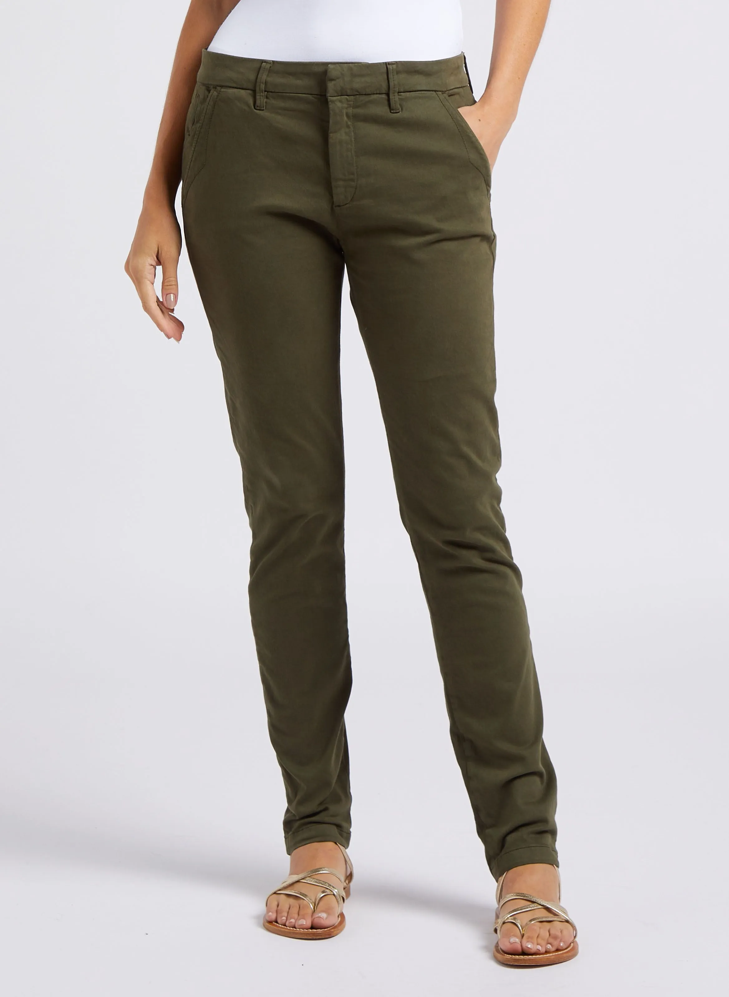 SANDY BASIC 2 - Pantalón chino de mezcla de algodón en caqui