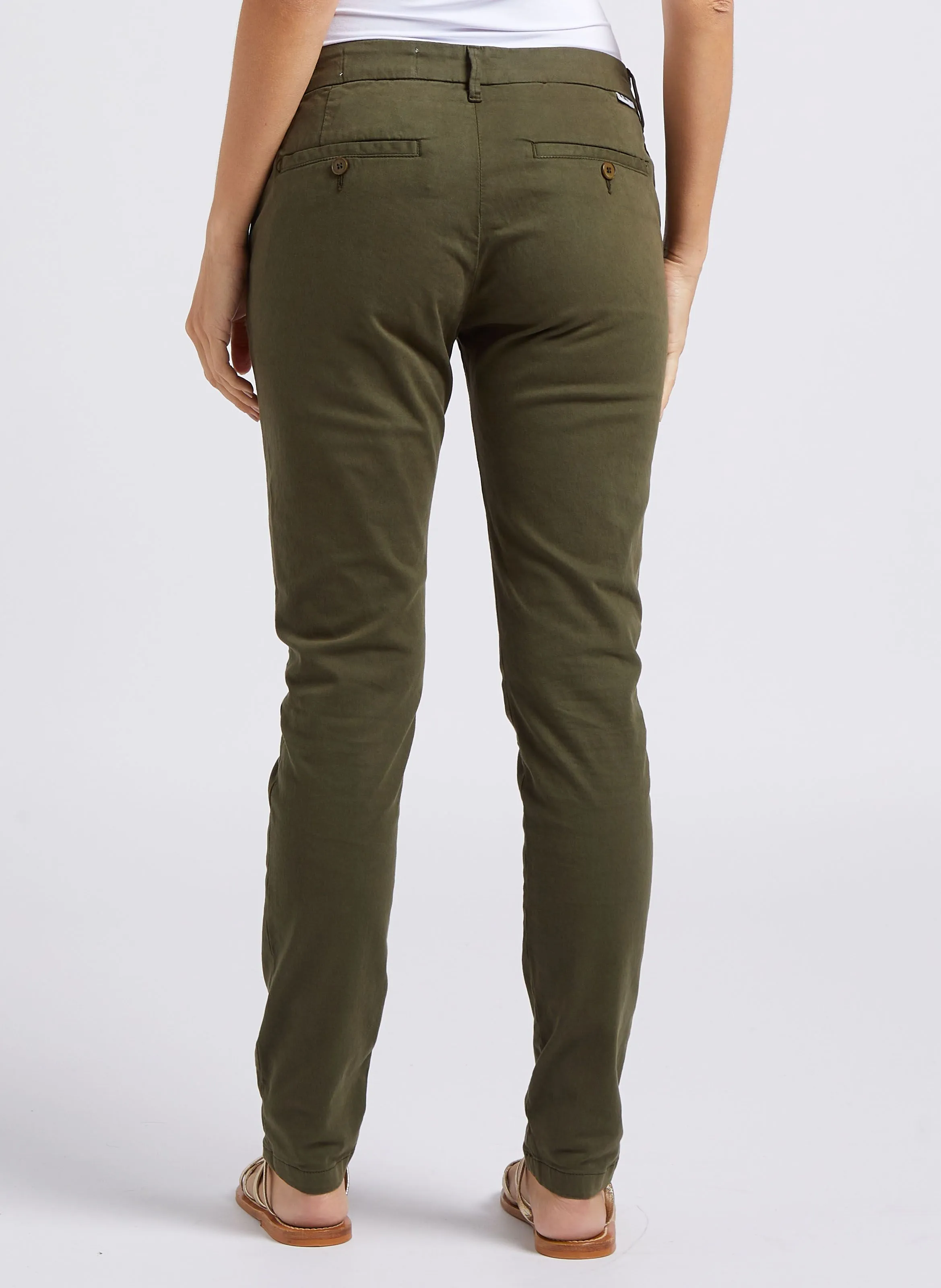 SANDY BASIC 2 - Pantalón chino de mezcla de algodón en caqui