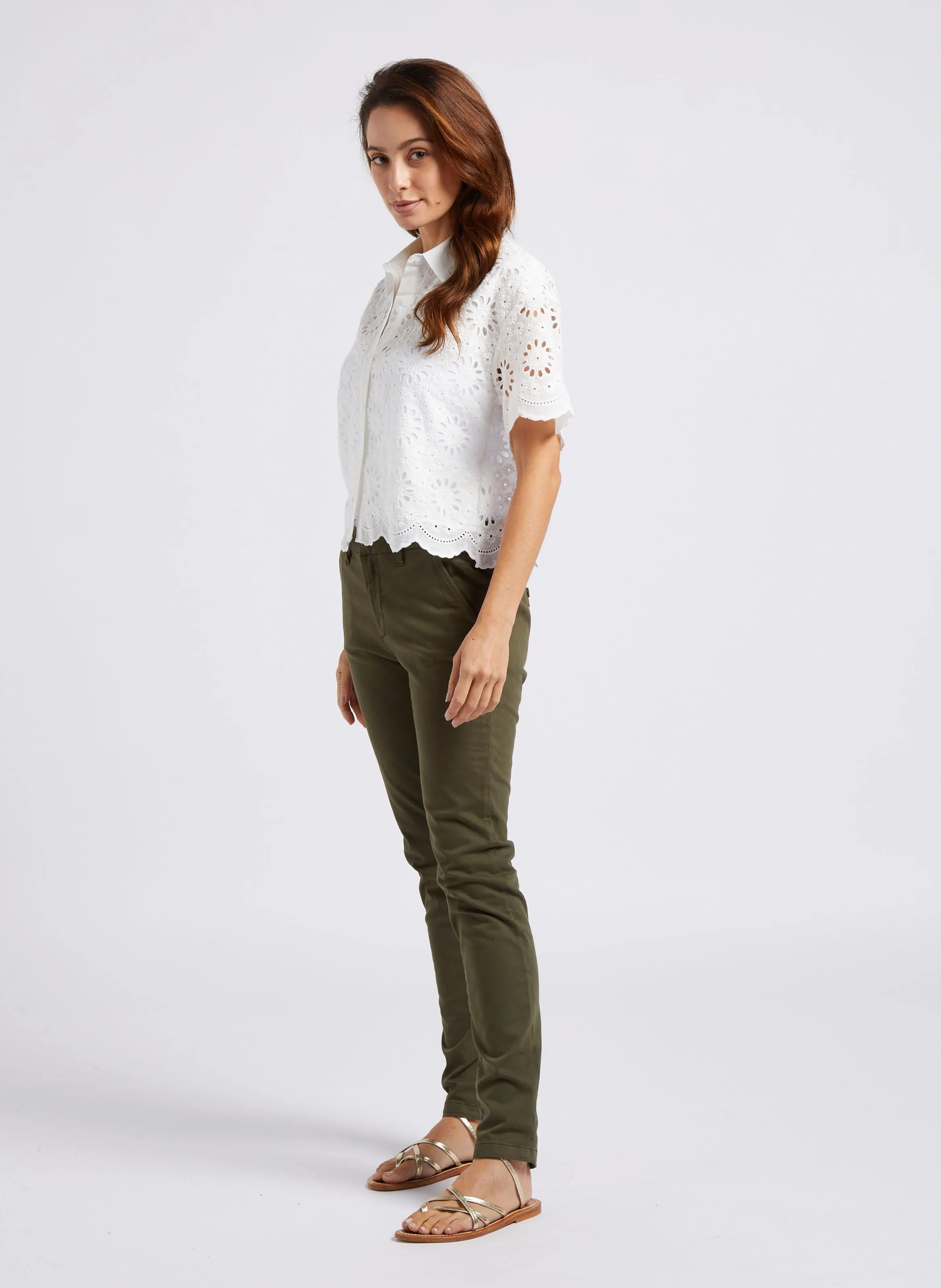 SANDY BASIC 2 - Pantalón chino de mezcla de algodón en caqui