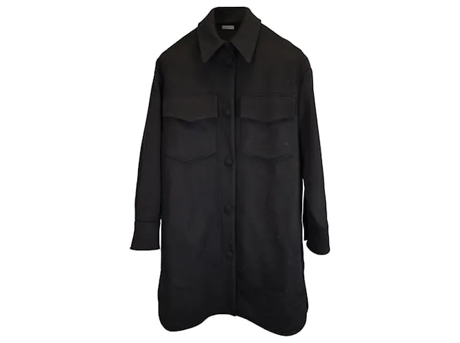 Stella Mc Cartney Chaqueta overshirt de lana negra con cierre a presión Stella McCartney Negro 