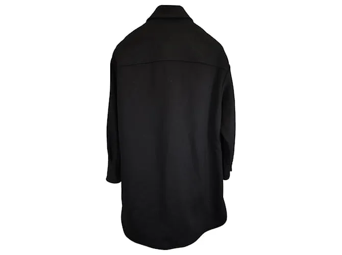 Stella Mc Cartney Chaqueta overshirt de lana negra con cierre a presión Stella McCartney Negro 