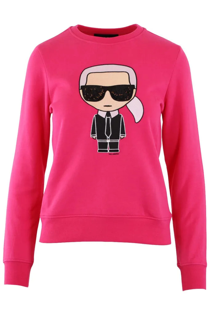 Sudadera fucsia con gafas de lentejuelas