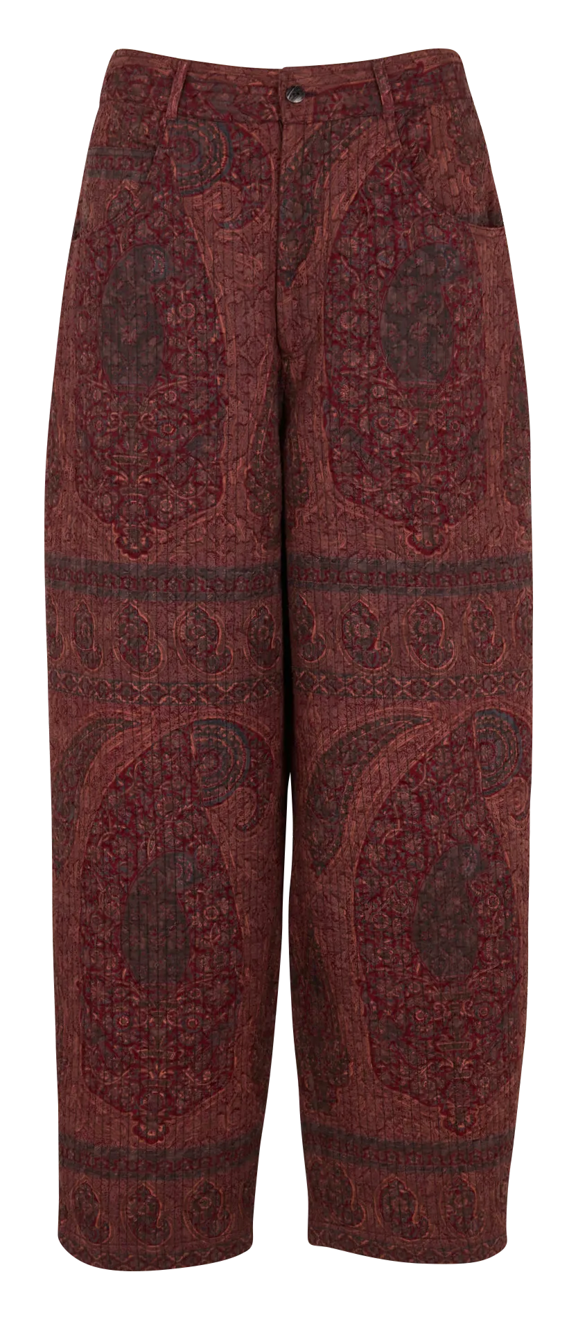 TAJARO - Pantalón ancho acolchado de algodón en rojo