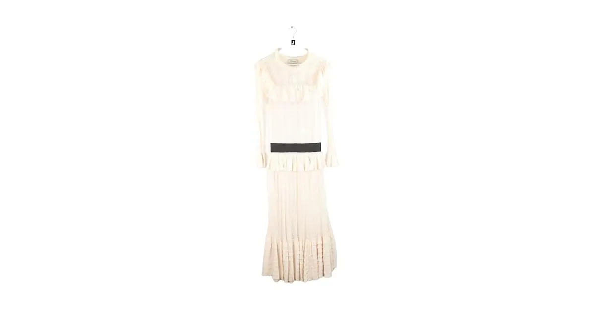 Temperley London vestido de algodón Beige 