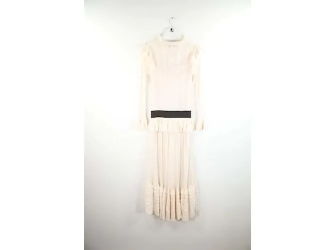 Temperley London vestido de algodón Beige 