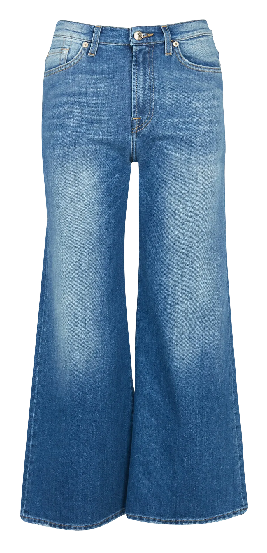 THE CROPPED JO RAINDROP - Pantalón capri ancho de algodón en azul