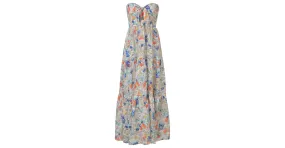 Vestido maxi sin tirantes con recortes anudados de estampado floral en lino multicolor Zimmermann 