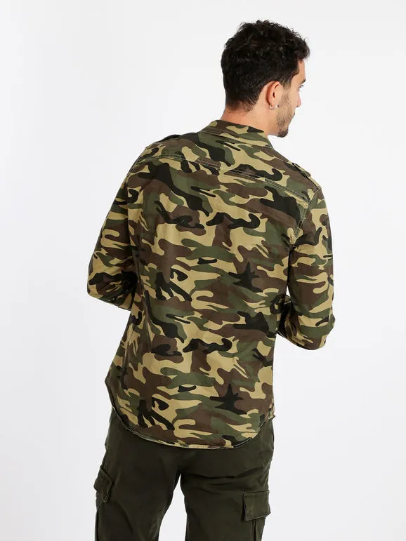 Yes Design Camisa hombre militar manga larga