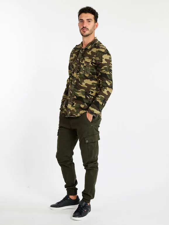 Yes Design Camisa hombre militar manga larga