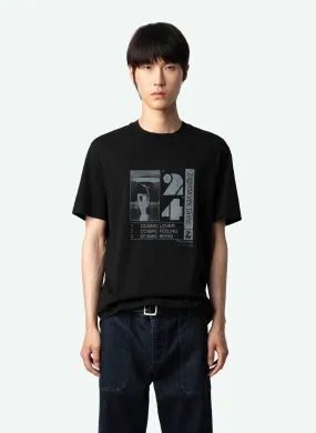 ZADIG&VOLTAIRE TED - Camiseta recta de algodón orgánico estampado con cuello redondo en negro