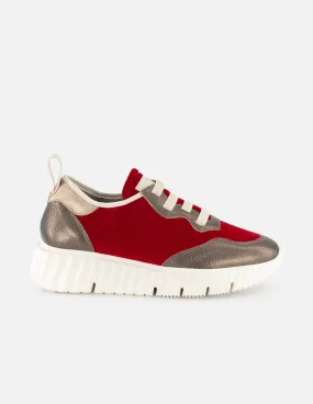 Zapato deportivo en terciopelo para mujer color rojo