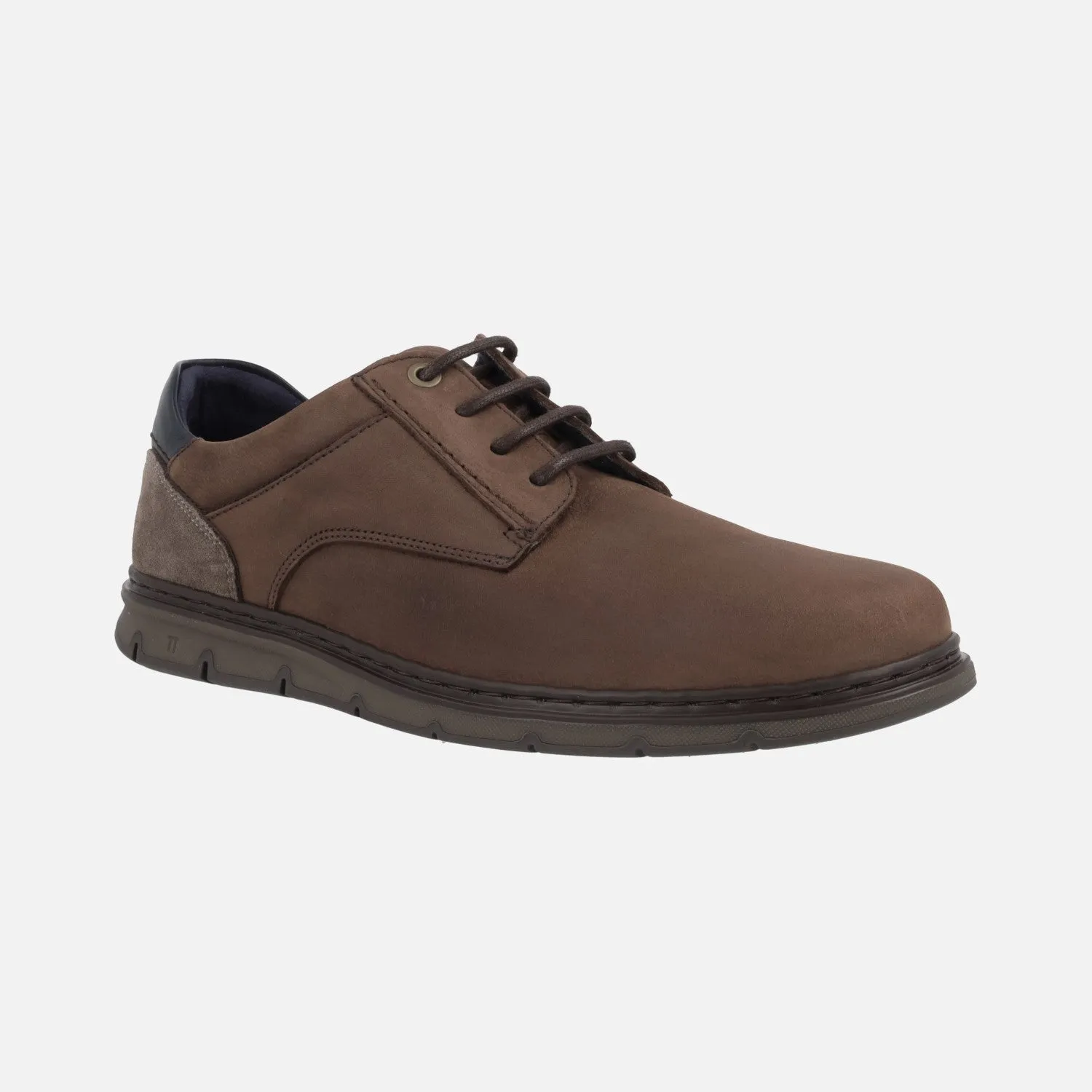 Zapatos casual con cordones para hombre en combinado multimaterial